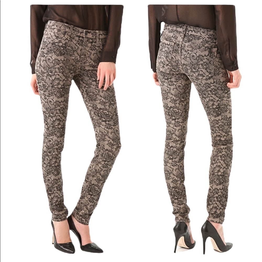 JOE'S Jeans Blush Pink/Black Floral Lace Print Skinny Jeans